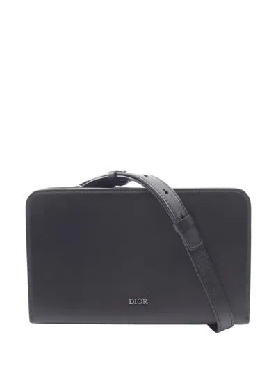Pre-owned Dior 2020 Leather Dial Ultra Pouch Messenger Bag Crossbody Bag In Black