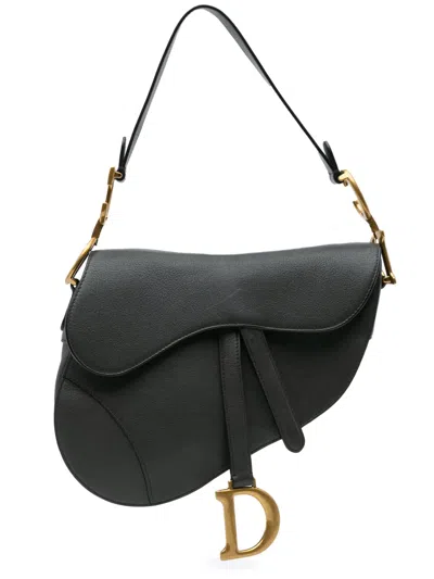 Pre-owned Dior 2020 Leather Saddle Bag Shoulder Bag In Black