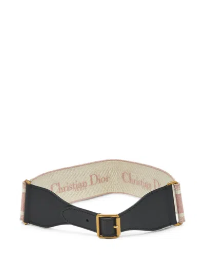 Pre-owned Dior 2020 Logo-embroidered Buckle Belt In Black