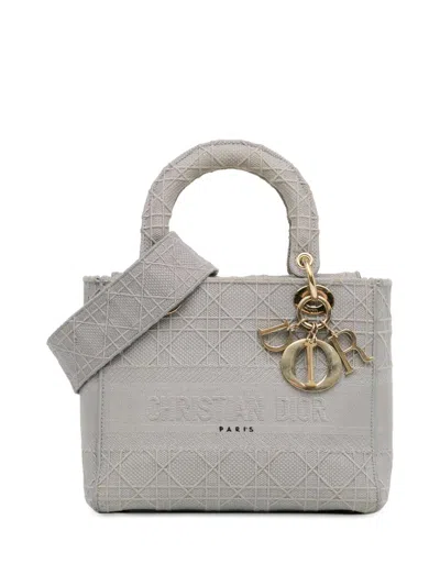 Pre-owned Dior 2020 Medium Cannage Lady D-lite Satchel In Grey