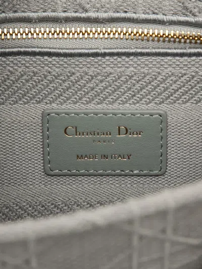 Pre-owned Dior 2020 Medium Canvas Cannage Lady D Lite Satchel In Gray
