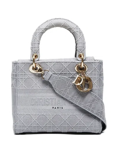 Pre-owned Dior 2020 Medium D-lite Tote Bag In Gray