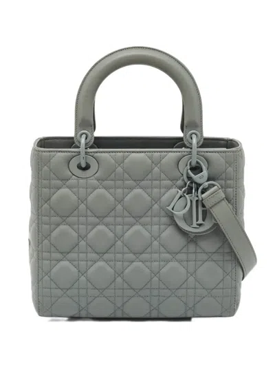 Pre-owned Dior 2020 Medium Lady  Cannage Tote Bag In Grey