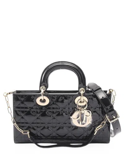Pre-owned Dior 2020 Medium Lady D-joy Cannage Tote Bag In Black