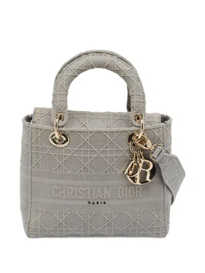 Pre-owned Dior 2020 Medium Lady D-lite Tote Bag In Grey