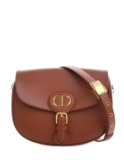Pre-owned Dior 2020 Medium Leather Bobby Crossbody Bag In Brown