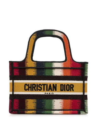 Pre-owned Dior 2020 Mini D-stripes Book Tote Handbag In Yellow