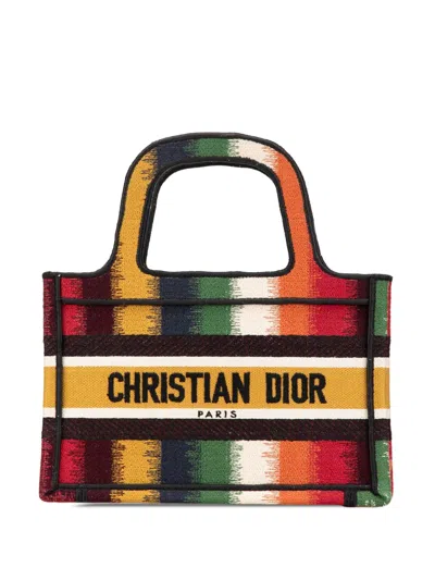 Pre-owned Dior 2020 Mini D Stripes Book Tote Handbag In Yellow