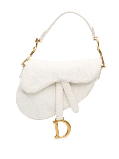 Pre-owned Dior 2020 Mini Oblique Saddle Satchel In White