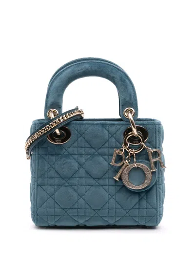 Pre-owned Dior 2020 Mini Velvet Cannage Lady  Satchel