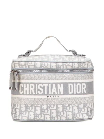 Pre-owned Dior 2020 Oblique Canvas Travel Case Vanity Bag In Gray