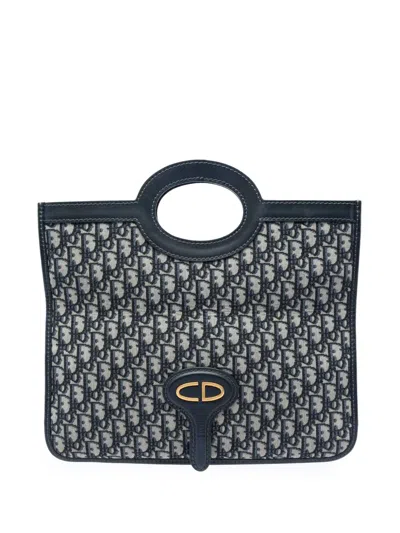Pre-owned Dior 2020 Oblique Canvas Fold Over Clutch Bag In Blue