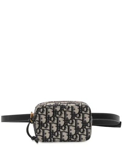 Pre-owned Dior 2020 Oblique Canvas Pouch Belt Bag In Blue