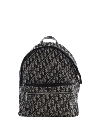 Pre-owned Dior 2020 Oblique Canvas Rider Backpack In Blue