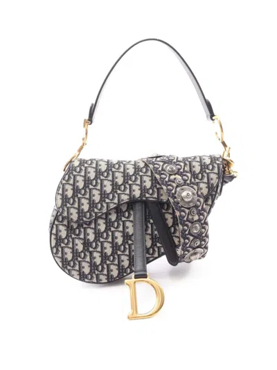 Pre-owned Dior 2020 Oblique Canvas Saddle Bag Shoulder Bag In Blue