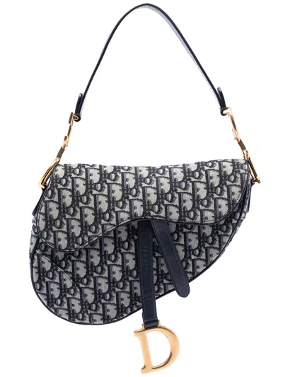 Pre-owned Dior 2020 Oblique Canvas Saddle Bag Shoulder Bag In Blue