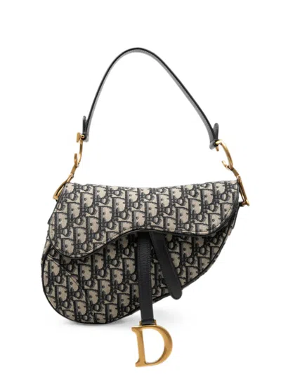 Pre-owned Dior 2020 Oblique Canvas Saddle Bag Shoulder Bag In Blue