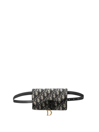 Pre-owned Dior 2020 Oblique Canvas Saddle Belt Bag In Blue