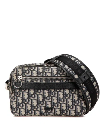 Pre-owned Dior 2020 Oblique Canvas Safari Crossbody Bag In Blue