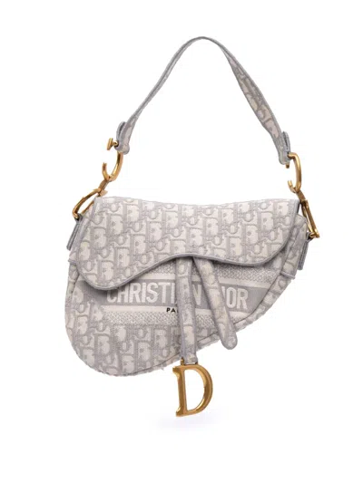 Pre-owned Dior 2020 Oblique Embroidered Canvas Saddle Bag Shoulder Bag