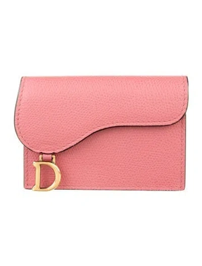 Pre-owned Dior 2020 Saddle Card Holder In Pink