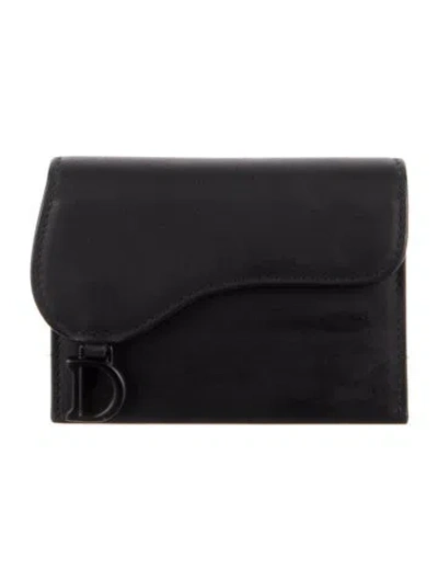Pre-owned Dior 2020 Saddle Compact Wallet In Black