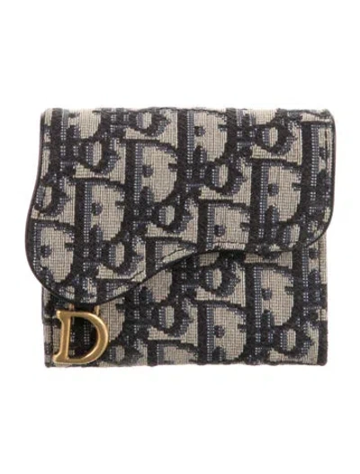Pre-owned Dior 2020 Saddle Compact Wallet In Blue