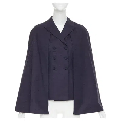 Pre-owned Dior 2020 Shantung Double Breasted Structured Blazer Cape Jacket Fr36 Xs In Black
