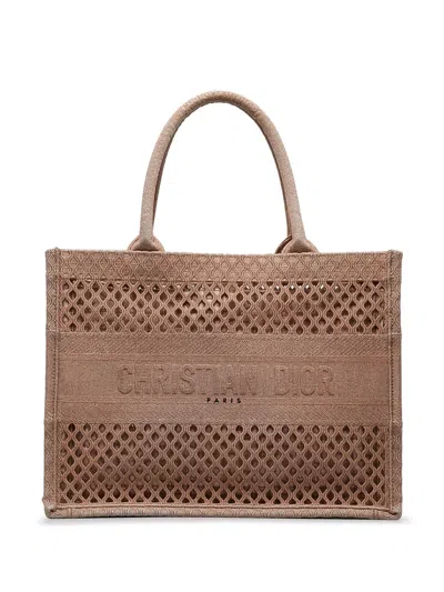 Pre-owned Dior 2020 Small Book Mesh Tote Bag In Brown
