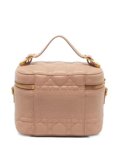 Pre-owned Dior 2020 Small Travel Cannage Makeup Bag In Neutrals