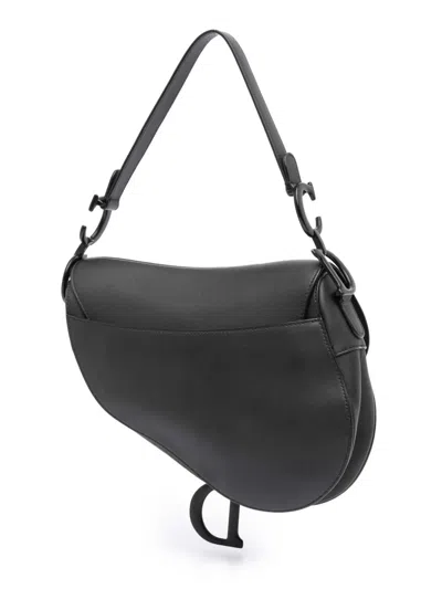 Pre-owned Dior 2020 Ultra Matte Calfskin Saddle Bag Shoulder Bag In Black