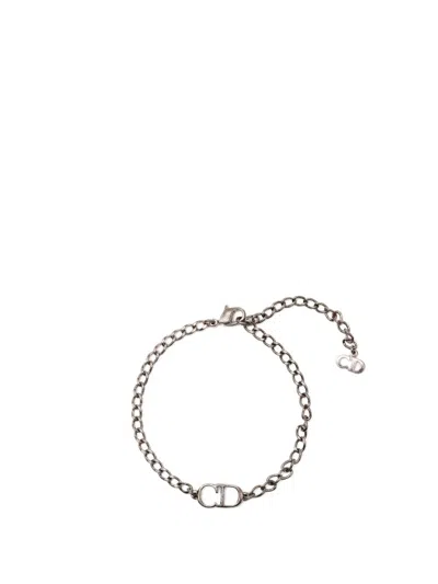 Pre-owned Dior 2020-2026 Brass Cd Logo Bracelet Costume Bracelet In Silver