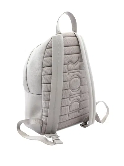 Pre-owned Dior 2020-2026 Leather Rider Backpack In Grey
