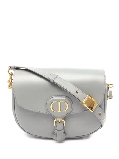 Pre-owned Dior 2020-2026 Medium Leather Bobby Crossbody Bag In Grey