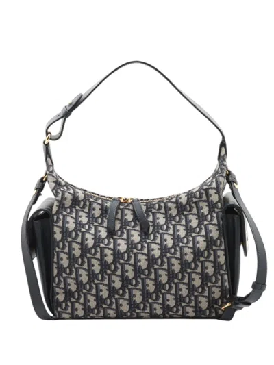 Pre-owned Dior 2020-2026 Medium Oblique Canvas D Dream Satchel In Blue