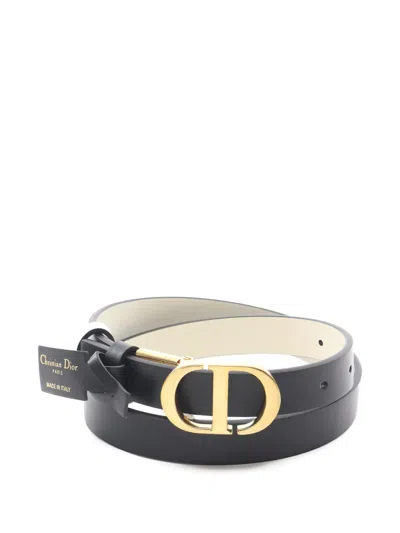 Pre-owned Dior 2020s 30 Montaigne Reversible Leather Belt In Black