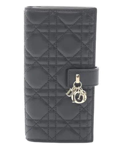 Pre-owned Dior 2020s Canage Bi-fold Long Wallet In Black