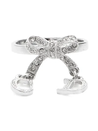 Pre-owned Dior 2020s Cd Bow Ring In Silver