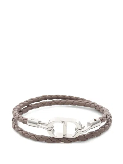 Pre-owned Dior 2020s Cd Icon Braided Bracelet In Silver