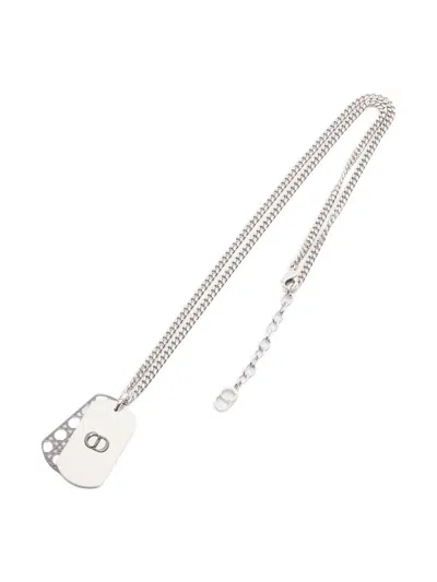 Pre-owned Dior 2020s Cd-icon Canage Blade Necklace In Silver