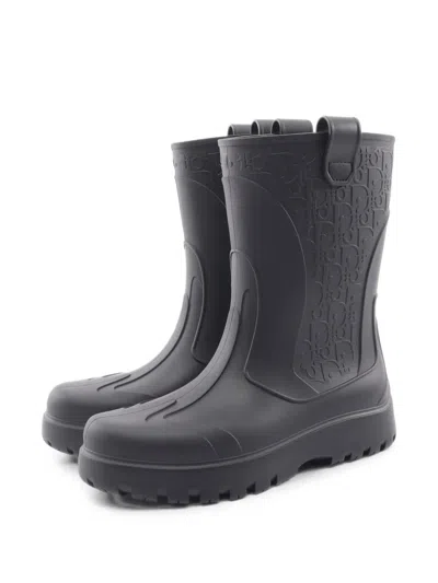 Pre-owned Dior 2020s  Garden Oblique Rain Boots In Black
