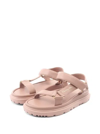 Pre-owned Dior 2020s D-wave Leather Sandals In Pink