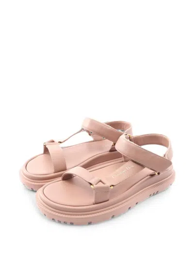 Pre-owned Dior 2020s D-wave Leather Sandals In Pink