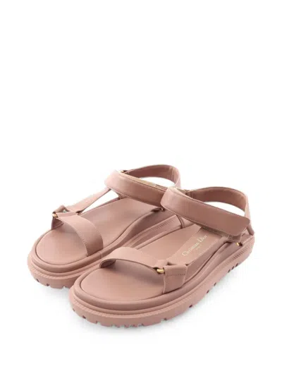 Pre-owned Dior 2020s D-wave Leather Sandals In Pink