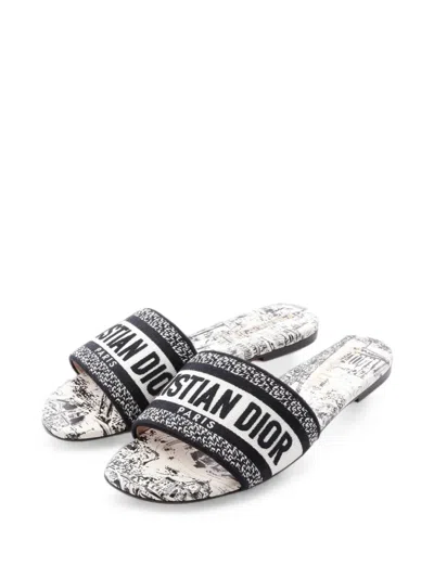 Pre-owned Dior 2020s Dway Plan De Paris Slide Sandals In White