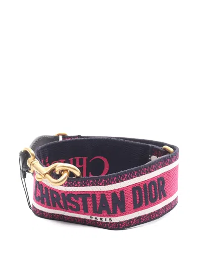 Pre-owned Dior 2020s Embroidery Canvas Shoulder Strap In Pink