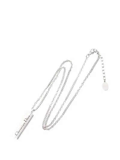 Pre-owned Dior 2020s Engraved-logo Necklace In Silver