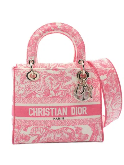 Pre-owned Dior 2020s Medium Lady D-lite Tote Bag In Pink