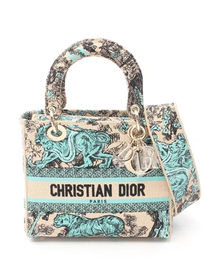 Pre-owned Dior 2020s Medium Lady D-lite Two-way Bag In Neutrals