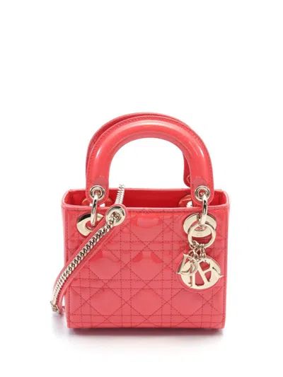 Pre-owned Dior 2020s Mini Cannage Lady  Two-way Handbag In Pink